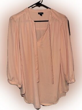 Torrid Peach Tie-Neck Blouse - Lightweight Women’s Top